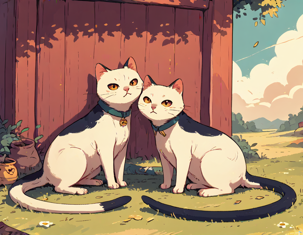 score 9, score 8 up, score 7 up, TarotArtStyleCats, outdoors, animal focus, no humans, simple art style, <lora:ArtStyleCats:1>