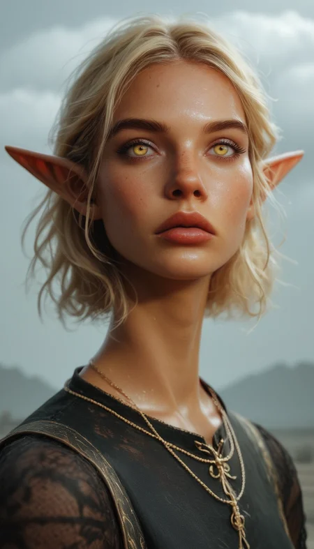 score_9, score_8_up, score_8_up, pinup girl pose, 1girl, a gorgeous high elf mage, altmer, (alien yellow skin), (alien golden skin), short blonde hair, magical elf very large yellow eyes, supermodel look with pronounced sharp cheekbones and narrow sharp long chin, expressionless, tall, slender, yellow glow, fog, hazy, bright, <lora:RELSM_v1:0.55>, <lora:3th3r34lXLP:0.4> 3th3r34l, ethereal, photo, painting, light rays, in cloud, <lora:1dkXLP:0.30> 1dk, <lora:d3t41l3dXLP:0.30> d3t41l3d, <lora:EdobESO_XL_v1.0:0.95>, high elf, skyrim altmer, <lora:fantasy_world_pony:0.7>