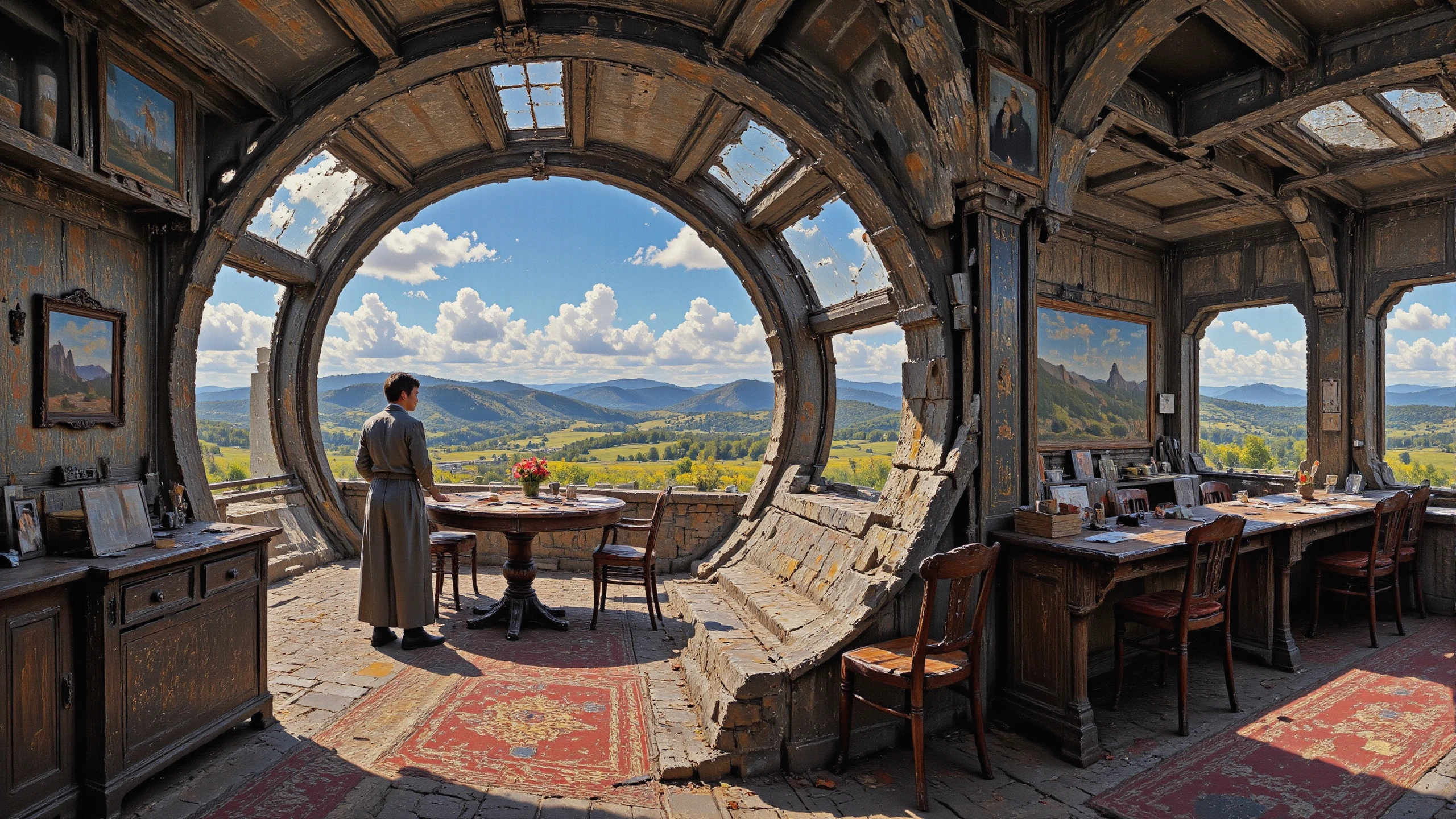 (spacecraft interior),  beautiful Macedonian landscape,  day, pretty woman, intricate, very detailed, sharp, colorful, multilayer surrealistic paint,  <lora:Hand v2:1> <lora:Anti-Blur:1> <lora:Insane Detail Slider:0.5>   <lora:Flux.1_Turbo_Detailer:0.6> <lora:flux-photo-transparent_Alpha_1.0:0.8> <lora:flux.1_lora_flyway_Epic-detail_v2:0.6>,  <lora:Painterly01b_CE_FLUX_AIT:0.8> pntrlyCE_style,  <lora:VividlySurreal:1>