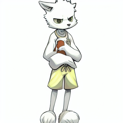 Solo, cute, Wolf, Furry, furry body, white shirt, yellow shorts, cute, 1boy, white fur, detailed, high quality