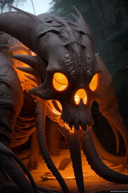epoxy_skull, score_9_up, score_8_up, score_7_up, score_6_up, nsfw, explicit_content, (a beautiful girl:1.3), solo, beautiful face, octopus body, insect exoskeleton, glowing radiant glow from between gaps of exoskeleton, hyper realistic skin texture, detailed rough lizard skin, 8k, photorealistic, DSLR, racing leathers clothes,