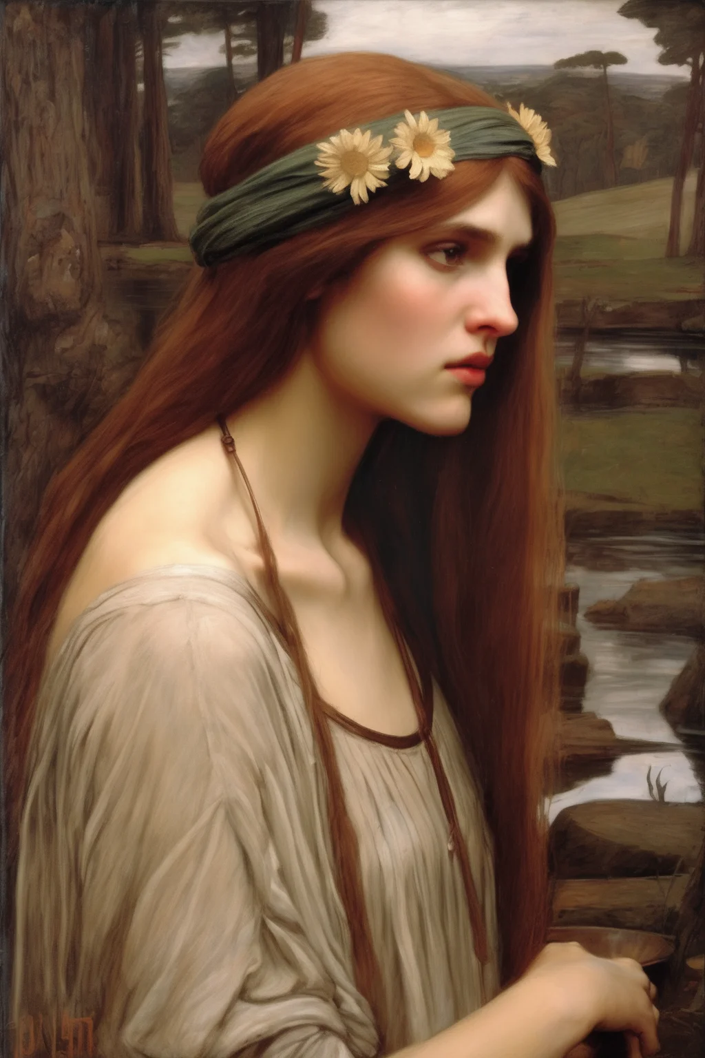 John William Waterhouse Style - a mythological painting in the style of John William Waterhouse