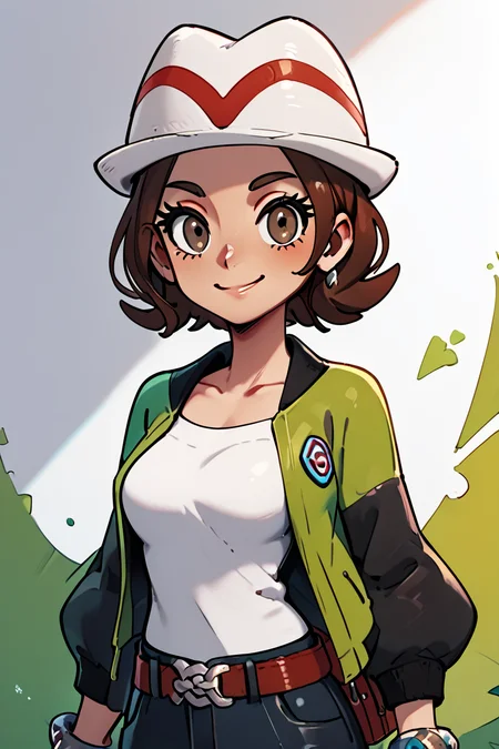 score_9, score_8_up, score_8, medium breasts, (curvy), cute, eyelashes, ,,, zzMC, brown eyes, brown hair, short hair, medium hair, white headwear, green jacket, long sleeves, open jacket, white shirt, collarbone, pants, bracelet, belt buckle, ,<lora:ProtagonistFPokemonZA_PDXL_v3:1.0>, ,,, BREAK, <lora:GoldenCAT_Lora_PDXL_v2:0.8>, smile, closed mouth, looking at viewer, cowboy shot, ,,, embedding:zPDXL, Expressiveh, ,,, <lora:Expressive_H-000001:0.4>,