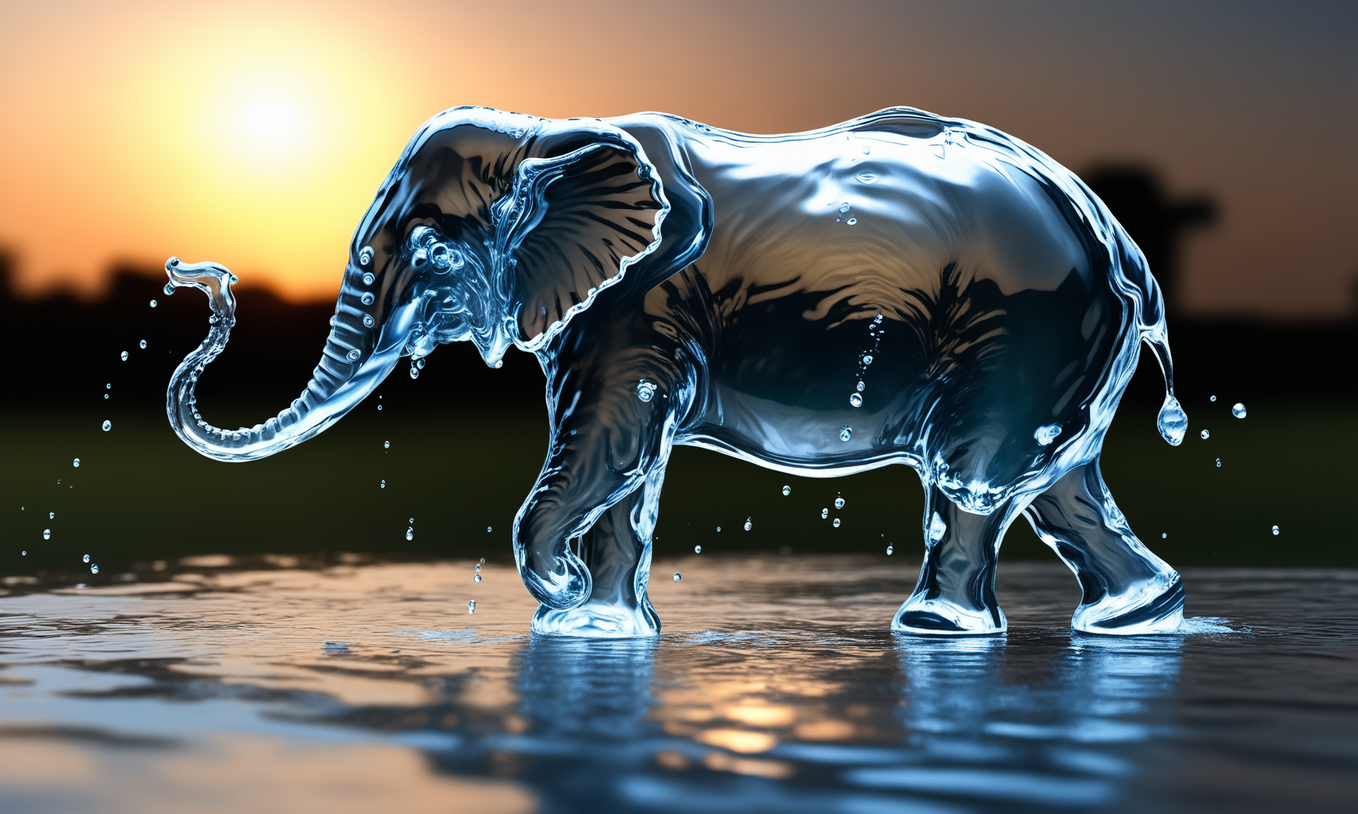 <lora:watercd_xl-000008:0.7>,a transparent water elemental elephant made of (watercd_xl,wavy,brightness,contortion,abstract) in pool,water eyes,water hairs,water body,splash water,water drops,no humans,long-focus,tilt-shift,outdoors,on water,full body,chinese zodiac,cutie,cute,still life,front view,facing viewer,looking at viewer,ethereal fantasy concept art,magnificent,epic,majestic,magical, emotional,harmonious,high budget,moody,epic,gorgeous,perfect lighting,realistic,photorealistic,photographic,photo (medium),real,moody lighting,volumetric lighting,reality ray tracing,8K,HDR,UHD,masterpiece,best quality,highly detailed,high resolution,finely detail,extremely detailed,ultra detailed,wallpaper