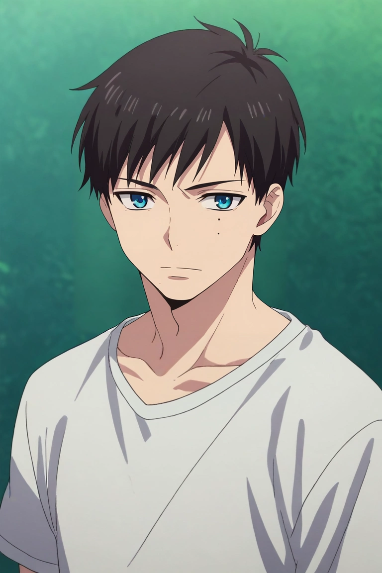 score_9, score_8_up, score_7_up, source_anime, rating_safe, , anime screencap, anime coloring, official style, , depth of field, 1boy, solo, male focus, <lora:yukio_okumura_pony:0.88>, yukio_okumura, black hair, blue eyes, mole, mole under eye, , , , <lora:sdxl_lightning_8step_lora:1>