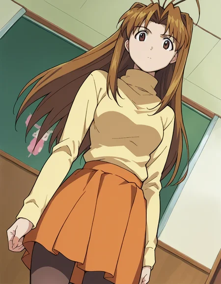 score_9, score_8_up, score_7_up, source_anime,
narunarusegawa, <lora:naru-narusegawa-ponyxl-lora-nochekaiser:1>,
naru narusegawa, long hair, brown hair, antenna hair, brown eyes,
skirt, jewelry, pantyhose, sweater, turtleneck, orange skirt,
indoors,
looking at viewer, dutch angle, cowboy shot,