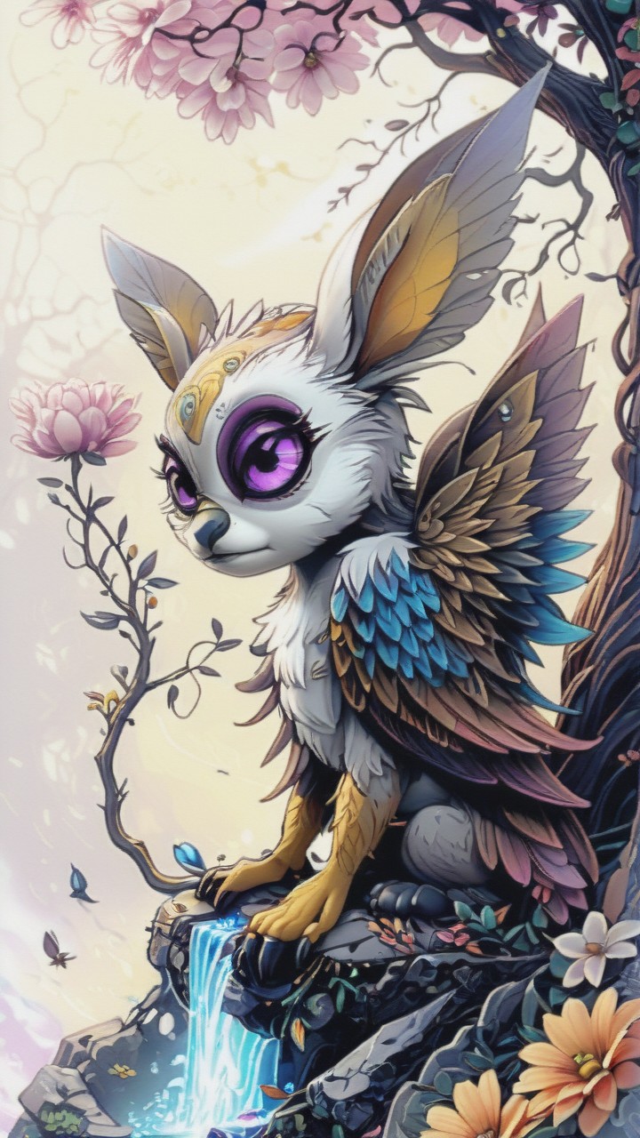 <lora:artfulltEIGHLEIGHEN2_SDXL_V:1.0>, sketch, doodle, drawing, illustration, beginner level, masterpiece, intricately detailed, best quality, absurd resolution,1female, wings, big ears, electric energy, hybrid, arcanic summoner, chaotic good, minions, hologram, big ears, pinkflowers,lavender, flowers, white flowers, irridescent, white background, outline neon, tree, pyramid, rainbow, masteripiece, artalien, tree, waterfall, branch, flower, bird, feathers, wings, purple eyes
 <lora:artfullySTYLIZED_SDXL_V1:1.0> <lora:artfullyTULIPWILLOW_SDXL_V1:1.0>, artstylzd, arttlpwllw