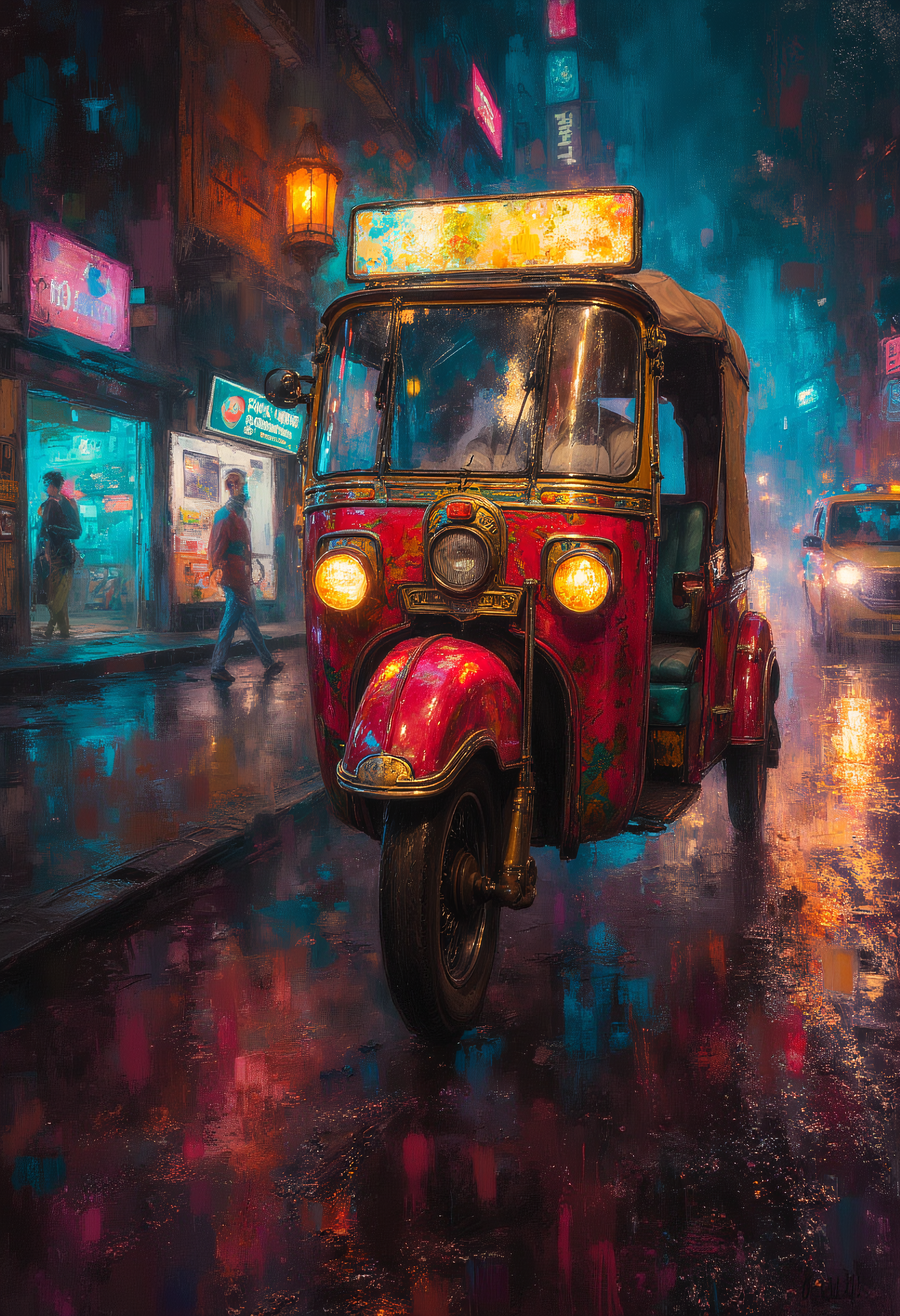 Dreams of Bombay, rickshaw, vibrant glow