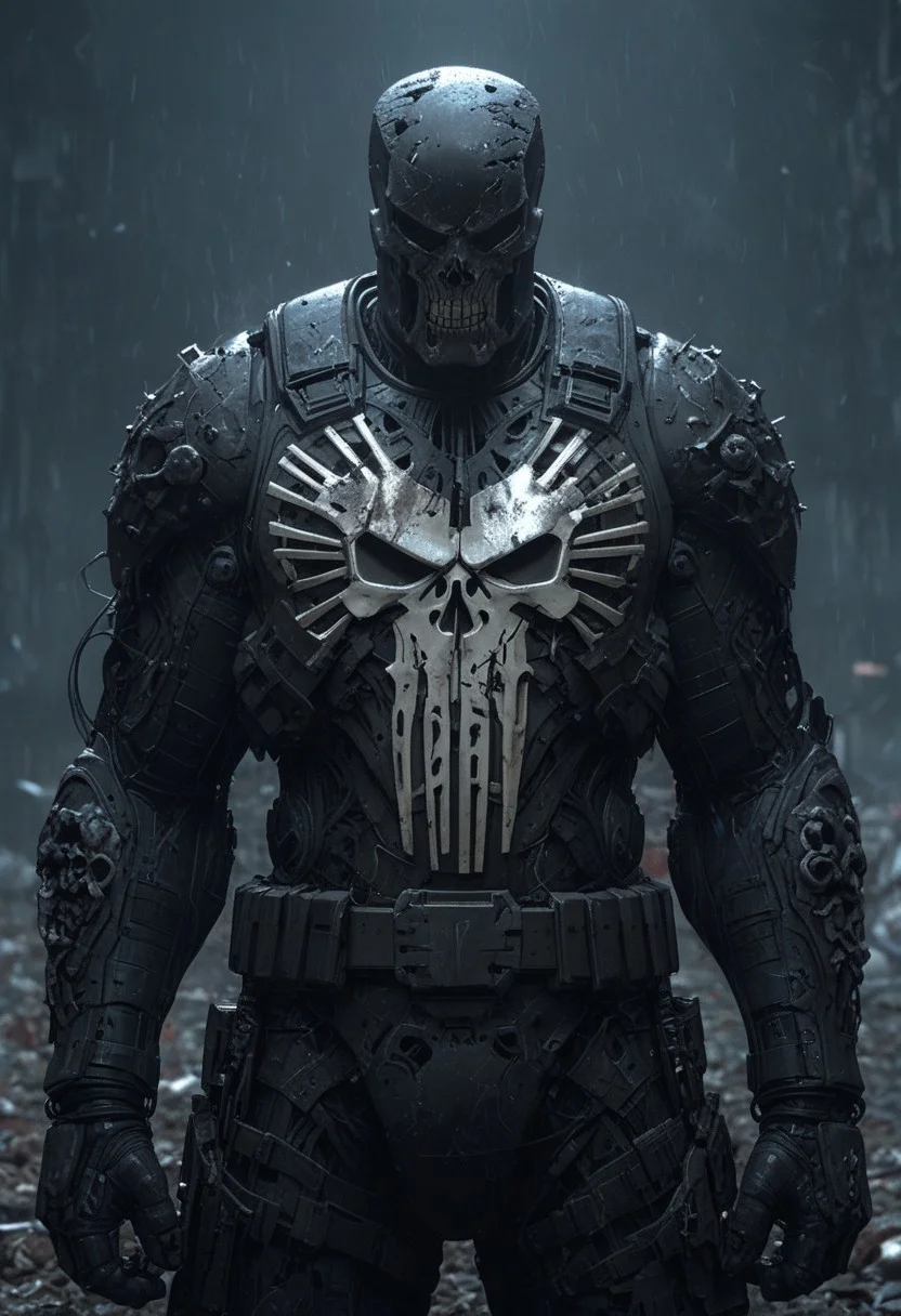 dystopian style The evil grotesque Punisher. bleak, post-apocalyptic, somber, dramatic, highly detailed, dramatic, mysterious,
SilverPulse