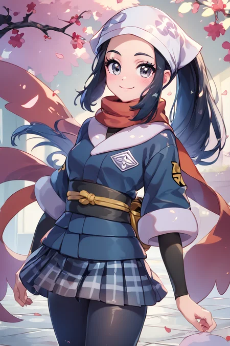 score_9, score_8_up, score_8, medium breasts, (curvy), cute, eyelashes,       BREAK, , ,,, zzAkari, grey eyes, eyelashes, black hair, long hair, white headwear, sidelocks, ponytail,  black pantyhose, black undershirt, jacket, loose socks, pantyhose, red scarf, sash, <lora:Akari_Pokemon_PDXL:0.8>,    ,,,, BREAK, closed mouth, alternate costume, smile, looking at viewer, collared shirt, blush, sweater, black skirt, eyelashes, long sleeves, sleeves past wrists, plaid skirt, shoulder bag, black bag, blurry, tile floor, pleated skirt, white shirt, cowboy shot, ,,, embedding:zPDXL, Expressiveh, ,,, <lora:Vivid:0.7>, <lora:Uncensored_PonyXL_cpt_v02.09:0.4>, <lora:Expressive_H-000001:0.4>,
