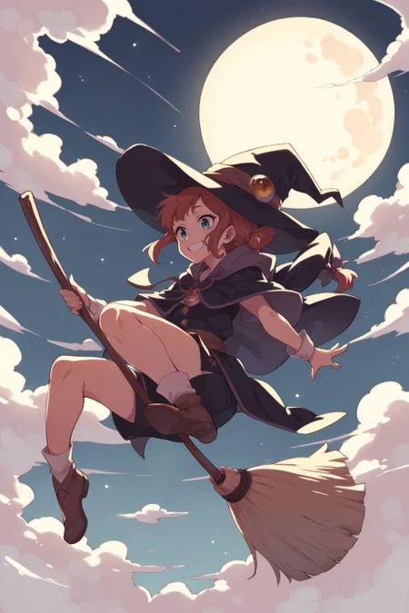 <lora:ava_choco_takemura_sessyu_style-000005:0.8>, tak3mura_s3ssyu,
1girl, solo, witch_hat, broom, flying, full_moon, night_sky, smiling
score_9, score_8_up, score_7_up, score_6_up, score_5_up, score_4_up