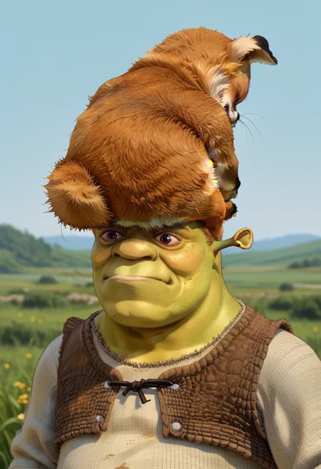 score_9, score_8_up, source_anime, face hug, on shoulders, shoulder carry, carrying, arms on head, <lora:ChamFaceHugPonyXL:0.55>,
BREAK from behind, TailsTheFox, no humans, animal, animal focus, <lora:CursedTails_XLPD:1> ,
BREAK , shrek, green skin , <lora:Shrek_XLPD:1>,