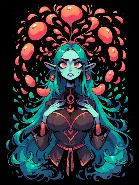score_9, score_8_up, score_7_up, score_6_up, 1girl,  <lora:s34nXLP:0.8> s34n, black background, large breasts, long hair,