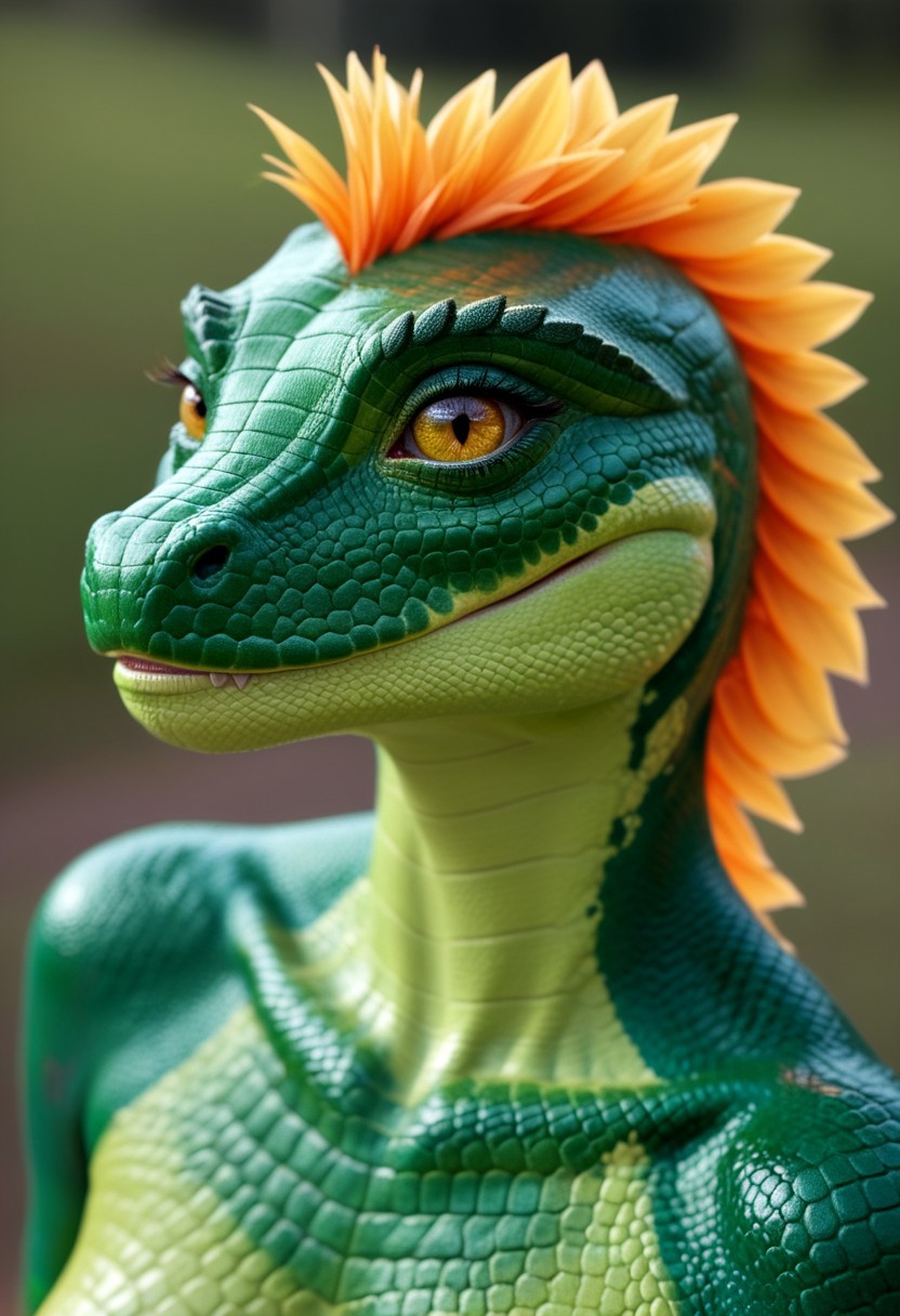 anthro reptilian, beautiful, detail vibrant green reptile skin, girl, closeup
8k detail