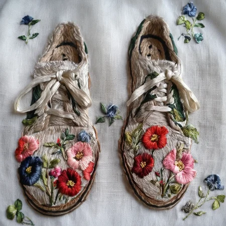 <lora:SDXL_embroidery_Sa_May_V8:1> embroidery, old shoes