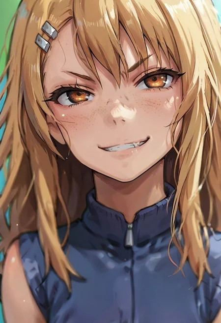 Nagatoro_Hayase, freckles, to smirk face, bunches hair, mini skirt, 1dk, room at background, depth of field, Rim Lighting