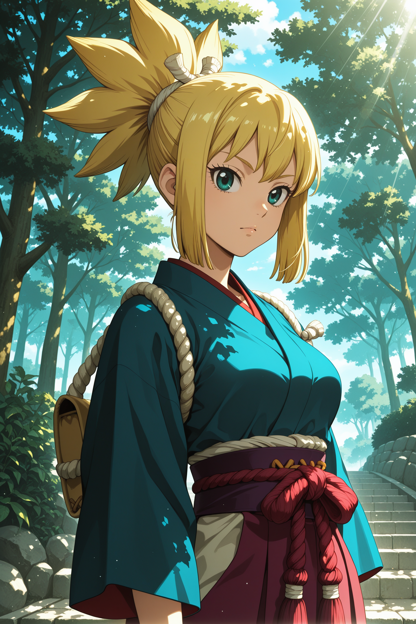 score_9, score_8_up, score_7_up, 1girl, blonde, kohaku \(dr. stone\), boichi anime style, battoujutsu, japanese clothes, colorful <lora:battoujutsu_stance_24retry_pony_rework_final_svd_d8:1> <lora:boichi_anime_style_offset:1>