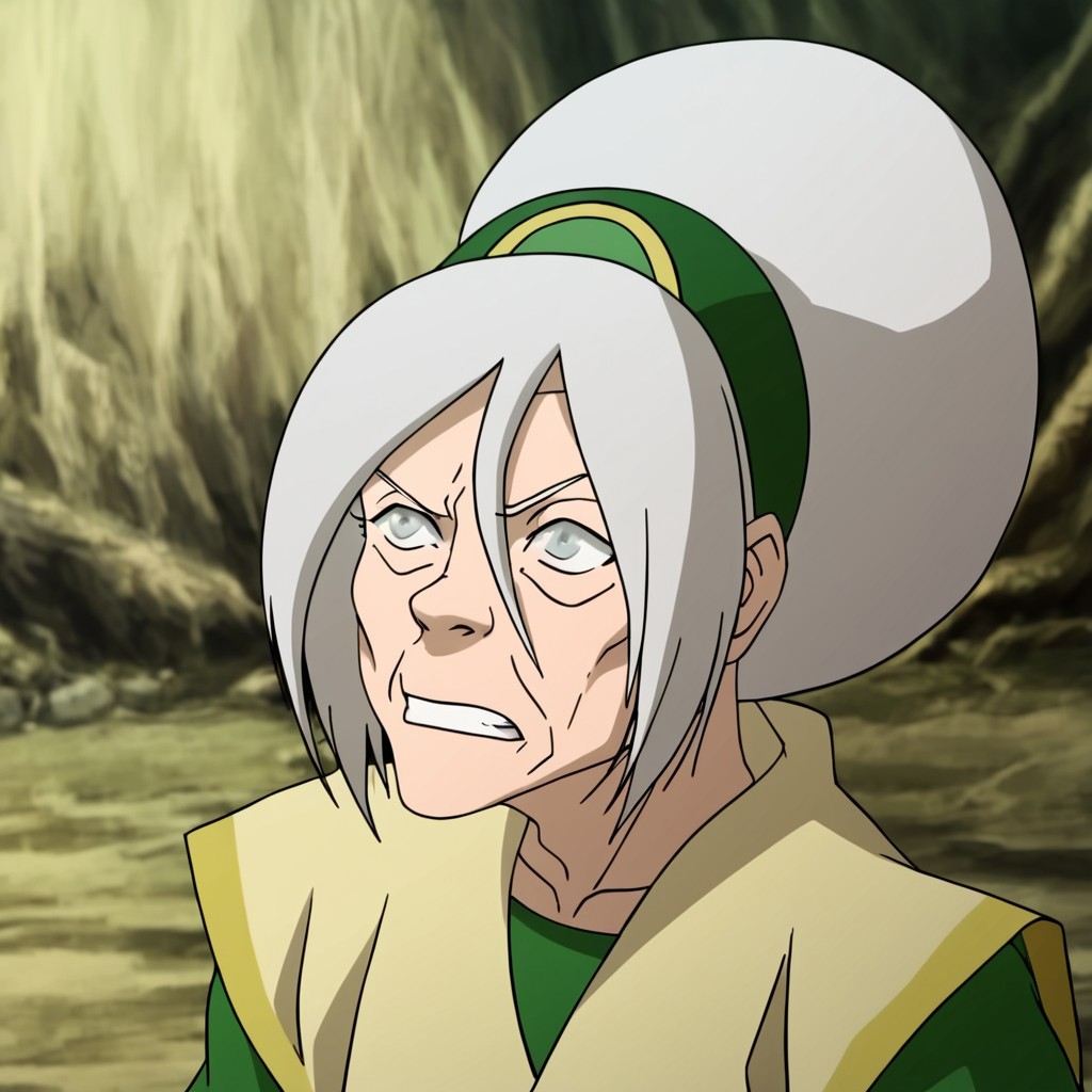 masterpiece, best quality,  break, toph_lok, white hair, hairband, single hair bun, grey eyes, blind