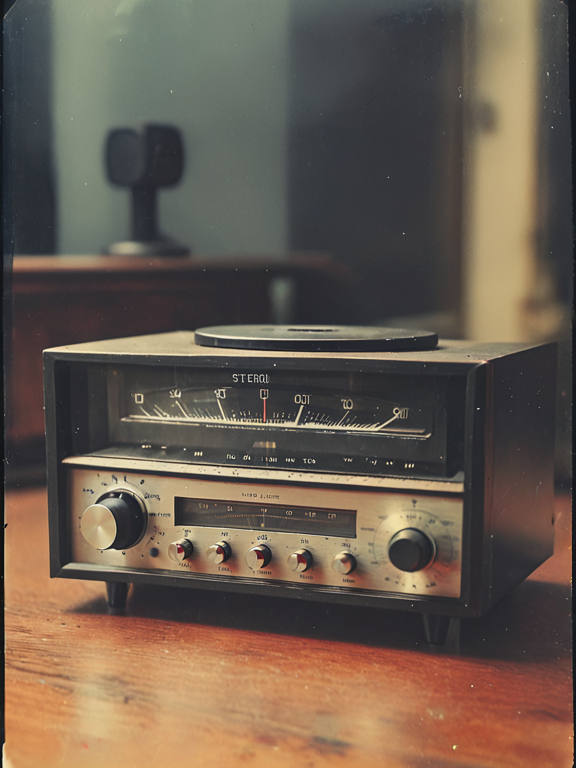 35mm Vintage photo of, Antique Stereo Tuner,   <lora:Vintage_Street_Photo:0.85>