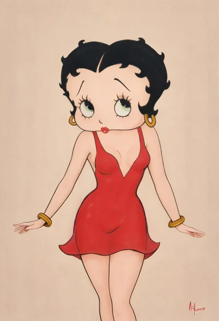 masterpiece, best quality, amazing quality, intricate details, pinup, BettyBoob, flat color, black hair,