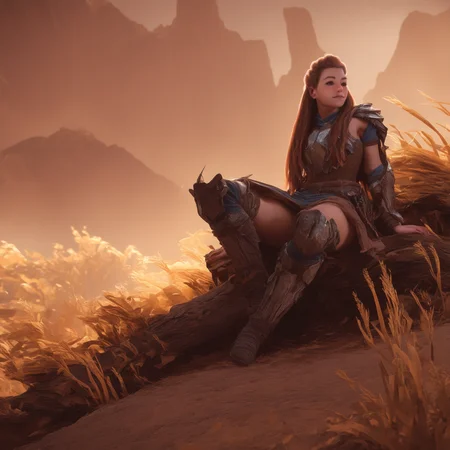 1girl,long hair,brown hair,freckles,wide shot,armor,<lora:HorizonForbiddenWestStyle_illustrious:1>,horizonfwstyle,realistic,masterpiece,newest,