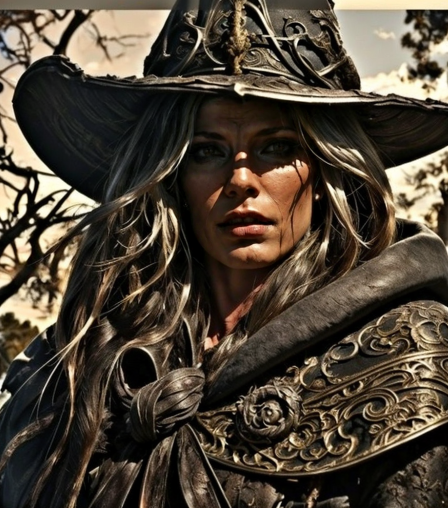 RAW photo, (masterpiece:1.3), subsurface scattering, heavy shadow, (high quality:1.4), (intricate, high detail:1.2), professional photography, HDR, High Dynamic Range, realistic, ultra realistic, photorealistic, high resolution, film photography, ambient lighting, atmospheric effects, <lora:detail_slider_v4:2>, OverallDetail,  <lora:zoom_slider_v1:-1>, 1girl, Kristal, <lora:Kristal-10:1>, dark makeup, as a female WitchHunter, coat, belt, cape, hat, <lora:WitchHunter-10:0.8>, <lora:cleavage:-1>, in a sinister graveyard, <lora:Darkness:0.3> Darkness,, epiCPhoto