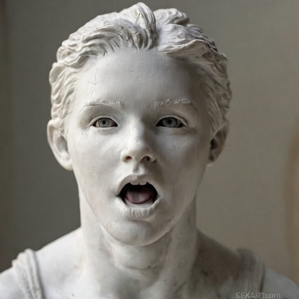 <lora:perfection style:0.5>
 <lora:sculpture v2:0.9>
Marble sculpture a close up of a sculpture of a person with white sculpture makeup, movie themed, sharp, detailed, epic cinematic photography, artistic creative style, dramatic light, cinematic color style, skin tone Marble sculpture film style, Kodak, 35 mm film style, Marble sculpture style, closeup, solo, 1boy, blurry, black eyes, blurry background, letterboxed, close-up, realistic, looking at viewer, open mouth, artist name, grey eyes, no humans, depth of field, animal, fangs, animal focus, photorealistic