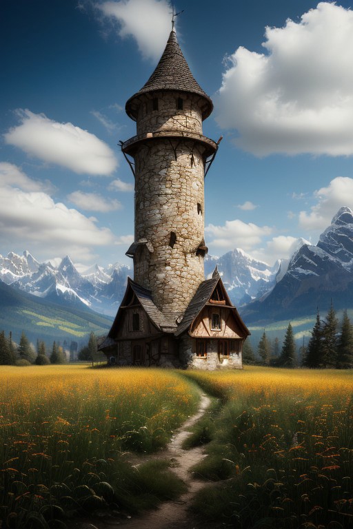 realistic analog photo, award winning photo, 
fantfa, background, mountain, trees, foreground, field, house, farm, farmland, witow, a wizard tower, blue sky
high-quality, crisp, sharp, professional-grade, high-resolution, fine detail, accurate colors, low noise, fast shutter speed, wide dynamic range, precise focus, RAW, highres, 8k, uhd, High Dynamic Range, tonemapping, crisp details,