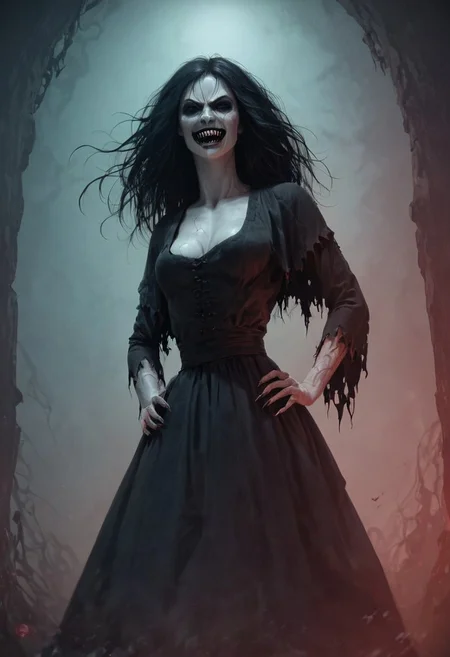 score_9, score_8_up, score_7_up, score_6_up, source_real, source_photo, a 3/4 three-quarters length portrait, veins, black veins, veins veiny breasts, 1girl, possessed witch woman , female possessed witch, possessed witch, deep cleavage, source_real, source_photo, a possessed witch, bloodless lips, possessed witch, Body horror, pale body, blank blind eyes, long black hair, grey skin, black veins, monster, scary, paranormal, pale, black veins, long tangled black hair, teeth, hands on hips, front view, very pale skin, black peasant clothes
Black peasant clothes Black peasant clothes Black peasant clothes Black peasant clothes
very pale grimy filthy skin, evil smile, demonic possession. Evil smile, a possessed woman,, blank blind eyes, hands by side, floating in mid-air, floating above ground, no pupils, red lighting, bedroom with peeling wallpaper, horror, scary face, monstrous, evil, claws, red lighting, Expressiveh, g0thicPXL,, neon,, zPDXL2, exorcist style