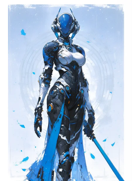 score_9, score_8_up, score_7_up, highly detailed, painting, girl, large breasts, black armor, long blue hair, looking at viewer, standing, mcnm, starry night sky, rating_questionable, BREAK best quality, masterpiece, e621, digital_art <lora:Mechanism-pdxl-1:1.0>