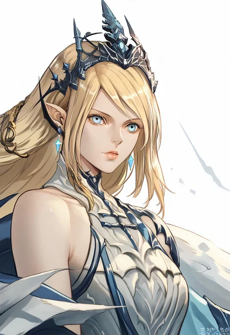 score_9, score_8_up, score_7_up, score_6_up, score_5_up, score_4_up, source_anime, solo, 1girl,
shivaFinalFantasy, blonde hair, armor, 1girl, lips, crown, pointy ears, long hair, jewelry, earrings, blue eyes, bare shoulders, tiara,
masterpiece, best quality, very aesthetic, absurdres,