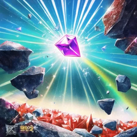 best quality, masterpiece, Gothic alchemy, Movie Poster, dot painting,rainbows, dynamic background, ROCKS, GEMS, STONES, Magical Girl