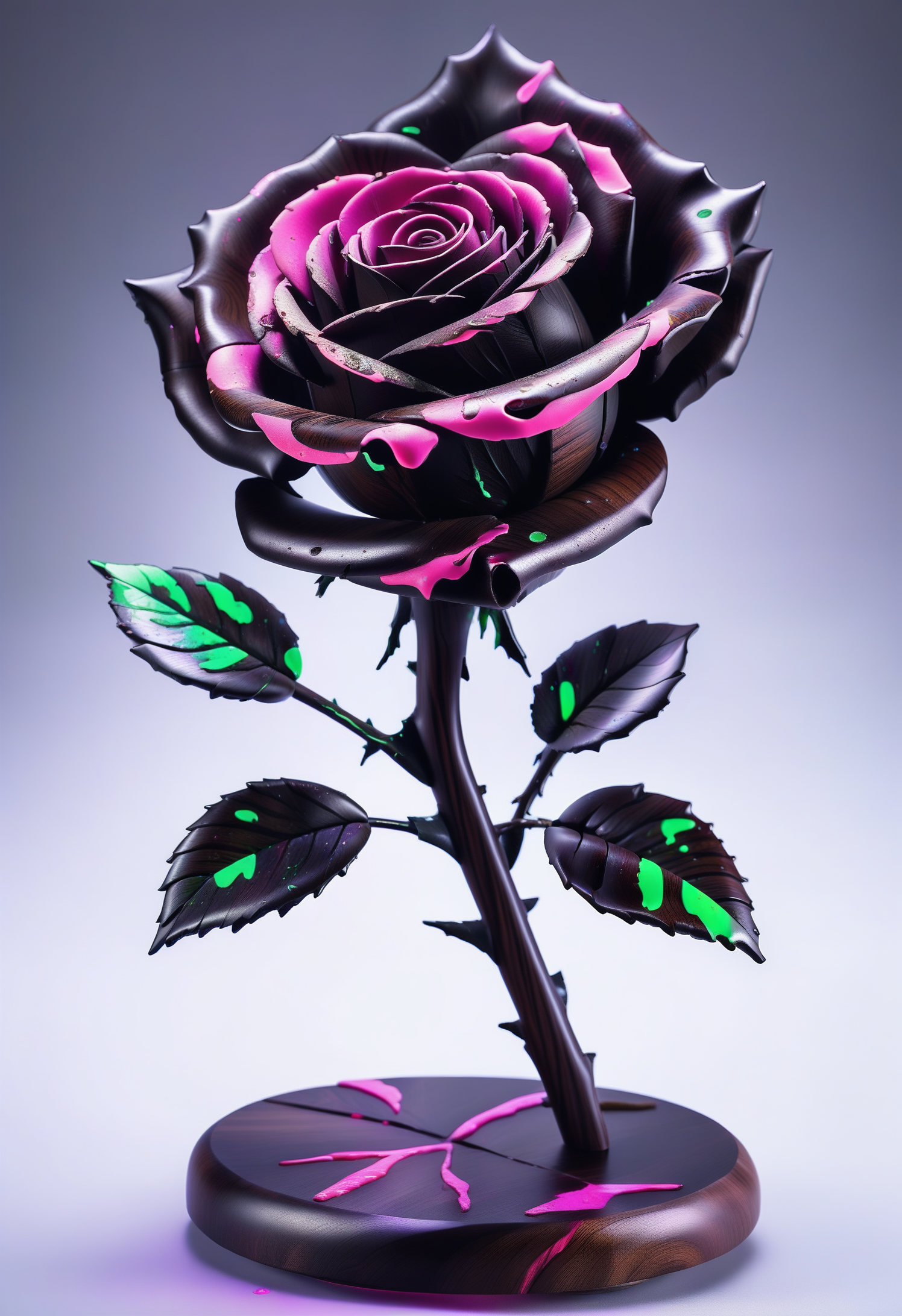 a rose made out of reij-bnysplsh <lora:ebonysplash-000005:1>