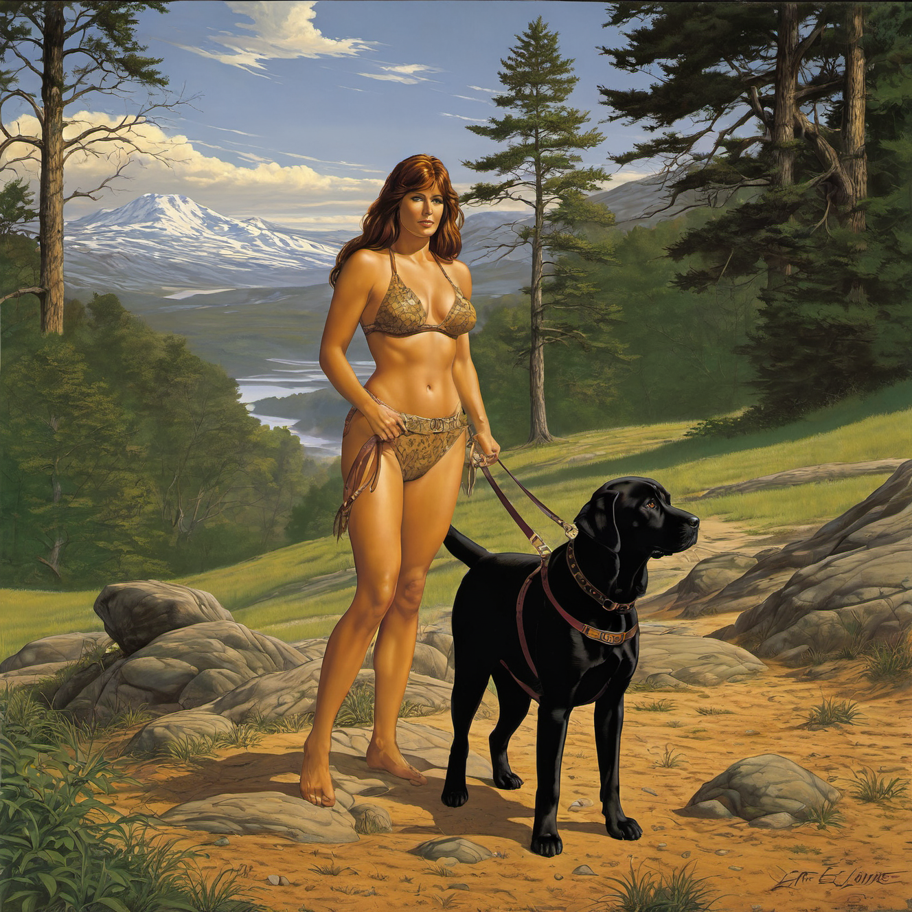 art by Larry Elmore nude woman with dog <lora:Elmore_Style_LX-000010:0.5> Elmore_Style_LX