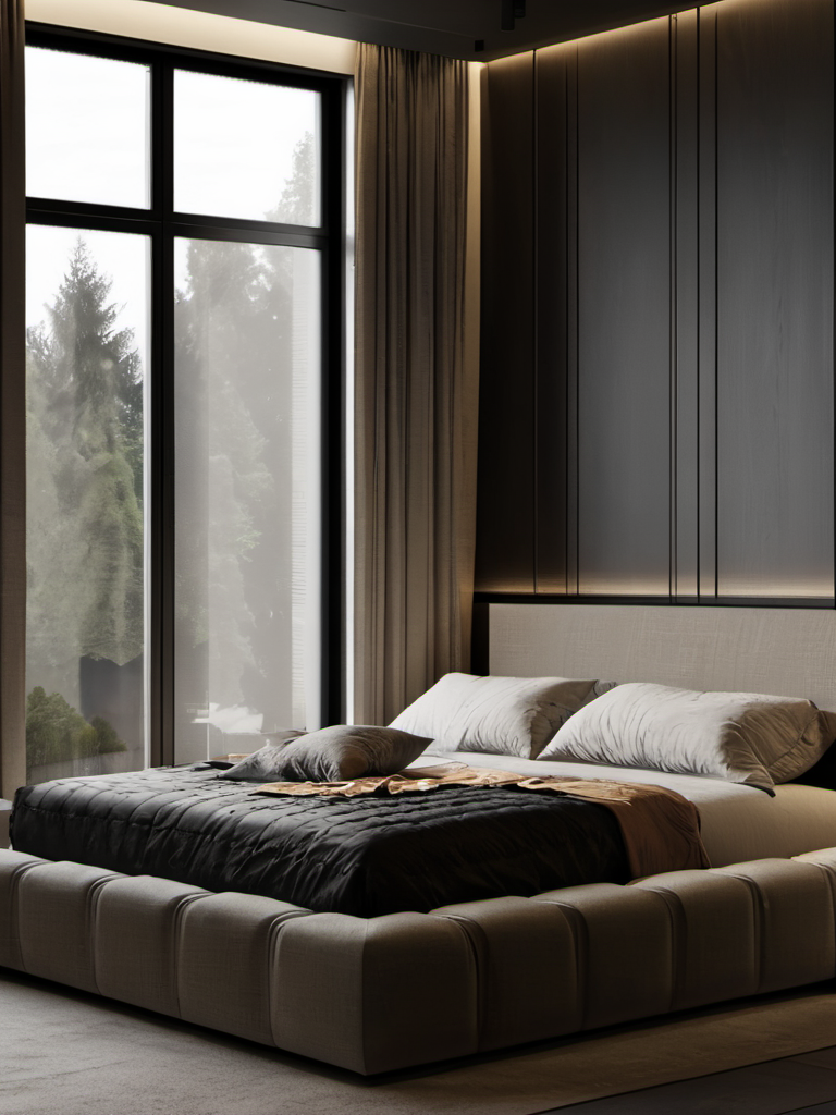bestquality,masterpiece,highquality,real,realistic,superdetailed,fulldetail,8K,Cream French,window,lamp,bedroom,bed,bedside background wall,<lora:Dark guest restaurant._V2ï¼XLï¼:1>,