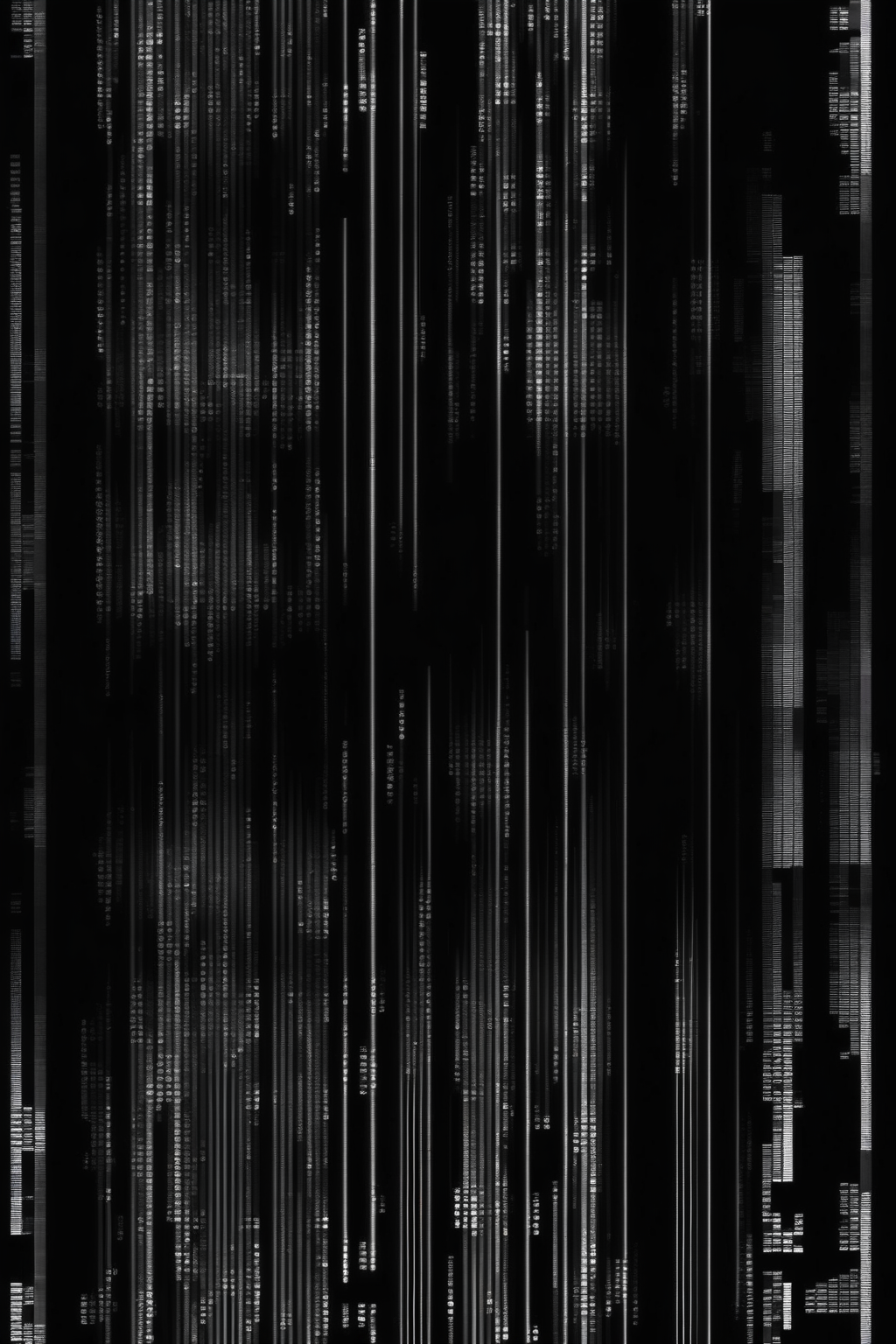 <lora:Ryoji Ikeda Style:1>Ryoji Ikeda Style - A high-contrast, minimalist visualization of sound frequencies as a bar code, pulsing against a stark, black void, embodying the essence of minimal techno.