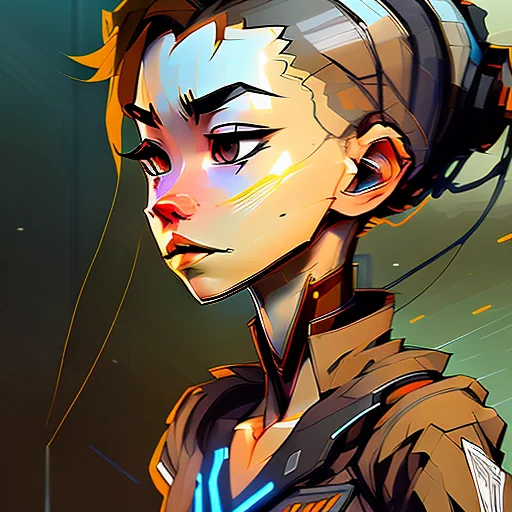 symbolism full body portrait of a ripped, beanstalk, Interested Recon woman, Imperceptible detail, closed mouth, with brown undercut wearing bonnet , digital art, trending on artstation, highly detailed, fine detail, intricate, outrun, vaporware