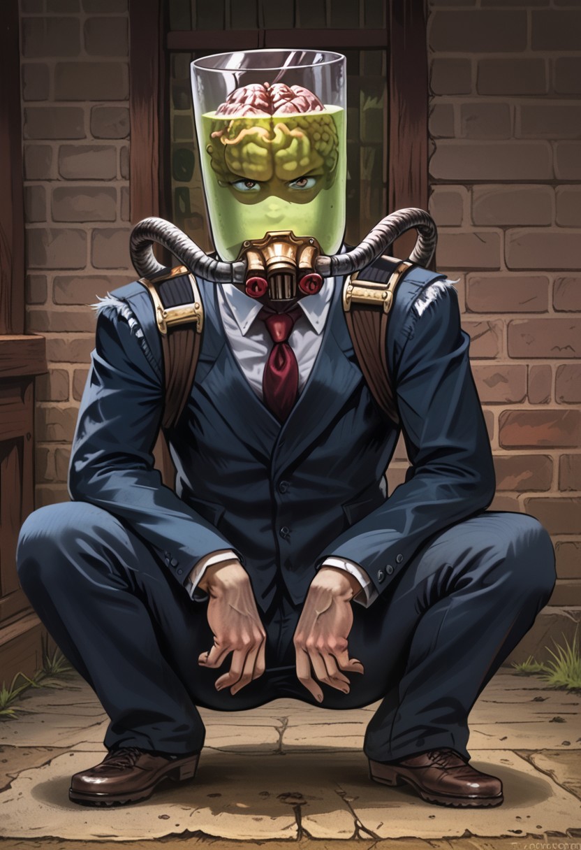 Detailed, masterpiece,  lioncom,  dhfred , Gopn1k, squat, 1boy , solo