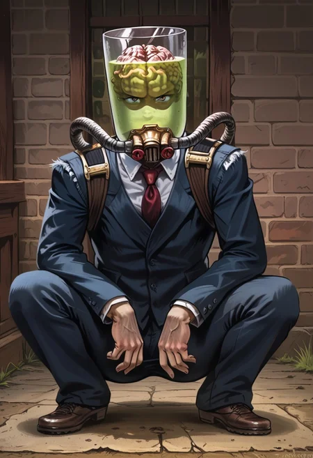 Detailed, masterpiece,  lioncom,  dhfred , Gopn1k, squat, 1boy , solo
