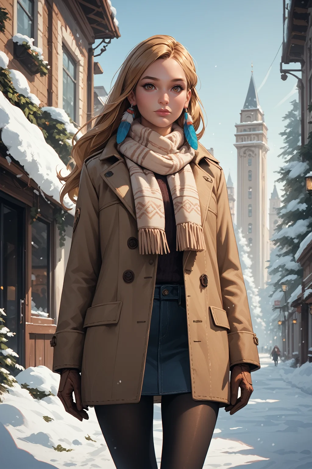 score_9, score_8_up, score_7_up, score_6_up
<lora:LISRachel:0.8>
LISRachel, 1girl, blonde hair, hazel eyes, long hair, feather earring, winter clothes, scarf, gloves, black pantyhose, snow, outdoors, city, standing, cowboy shot