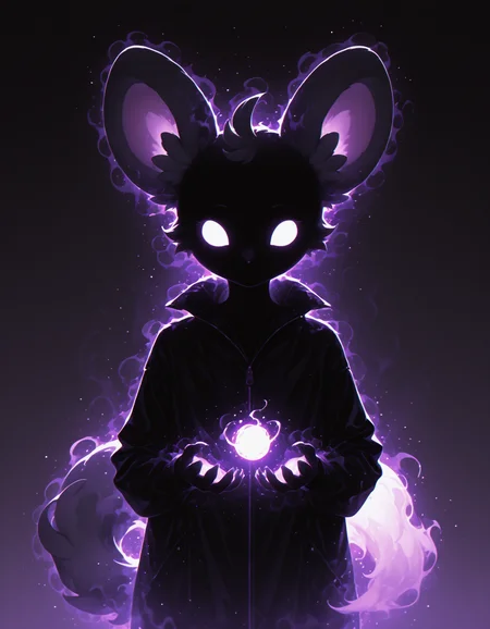 <lora:Shadows_v2_Buns:0.7> sh4d0w, black silhouette, purple aura, glowing, solo, Minccino, masterpiece, best quality, amazing quality