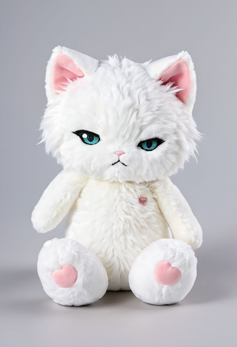 score_9, score_8_up, score_7_up, score_6_up, score_5_up, score_4_up  <lora:woafu_plushify_sdxl_v02:1> single, plushify, character stuffed toy, chibi, adorable cat, extremely detailed, realistic, simple background, fluffy, 8k, masterpiece,