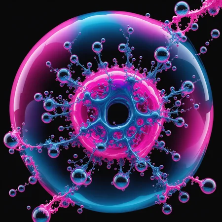 bullet time effect, #disassambled 3d, slow motion, a vibrant fluo blue to fluo pink radial gradient, #fractal liquid cloud edges only wire spherical inside loating soap bubble deep sub, professional, ink in water, visual FX, centered, soft lightning, 8k, ultradetailled, <lora:add-detail-xl:1> "add-detail-xl: 9c783c8ce46c", Version: v1.7.0