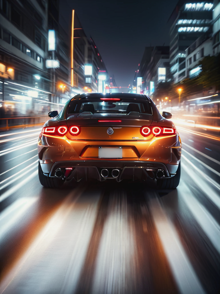 ral-exposure, a fast car, closeup shot from the back, driving down the street with long exposure lights <lora:ral-exposure-sdxl:1>