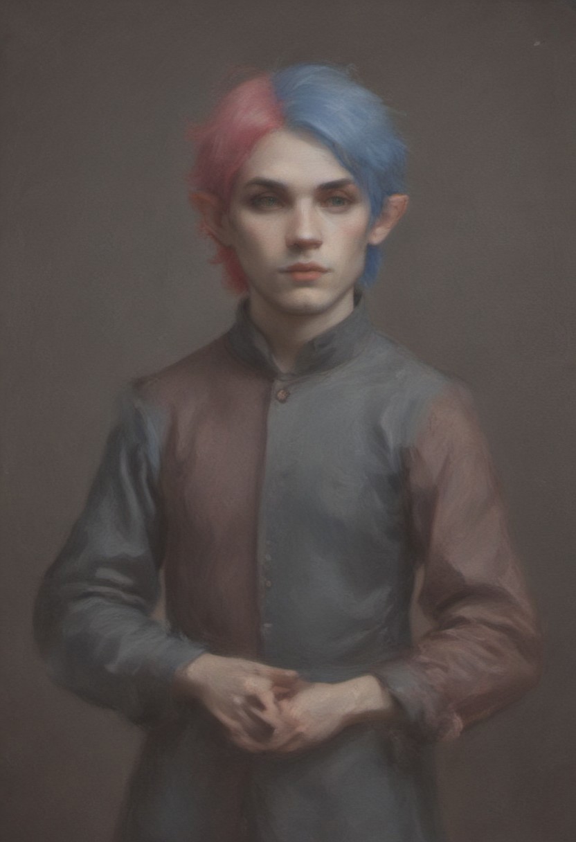 Blue skinned sea elf with pink hair