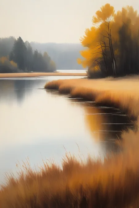 masterpiece, best_quality, very_aesthetic, absurdres,very_aesthetic,
,<lora:negXL:0.5>
normal quality, scenery, fall colors, tall grass in foreground, lake with gentle waves effect, golden leaves
<lora:oilpainting_IL_MIX_V03:1> traditional media, oil painting \(medium\), paper texture, impressionism stroke