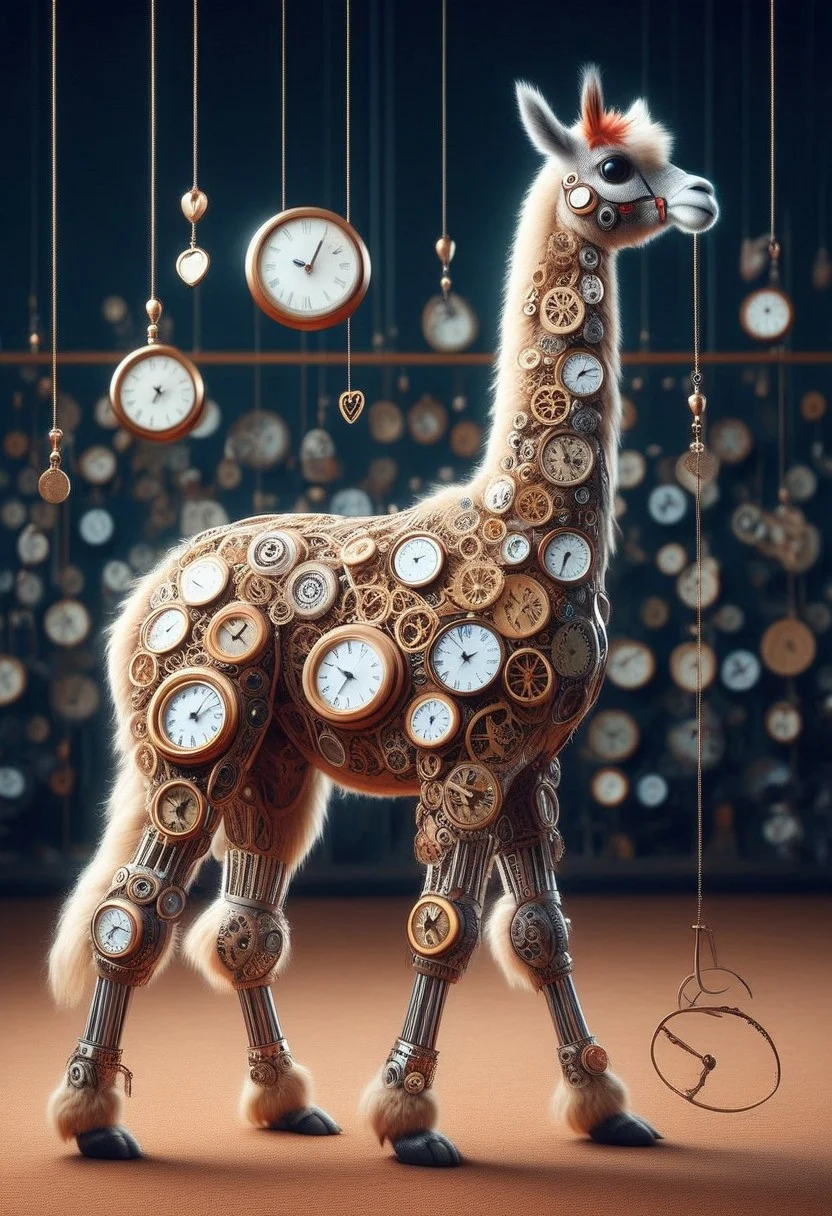 a cute clock style alpaca