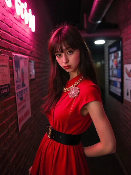 There are wonderful studio lights and various reflections,
18yo beautiful cute girl with blushing and female orgasm.skin naturally showing the texture of blood vessels and detailed pale skin,
--,
<lora:Nakajo_Ayami_f1:1>,she is Nakajo Ayami, In a gritty,noir-inspired urban landscape bathed in the soft glow of neon lights,a woman with long,wavy brown hair cascading down her shoulders and intense brown eyes that seem to pierce through the smoky haze,stands in profile against a brick wall adorned with peeling posters. Her outfit is a striking contrast to the gritty surroundings she wears a vibrant red dress with gold accents,cinched at the waist by a black belt,and accessorized with a diamond brooch shaped like a spider's web on her lapel. Her lips are painted a bold red,and she gazes directly at the viewer with an air of defiance and determination,as if daring them to take another step forward in this shadowy metropolis. The camera angle is low and slightly off-center,capturing her from the waist up,and the mood is tense yet intriguing,inviting the audience to delve deeper into her story.,,