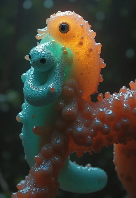 A translucent creature made of sss, subsurface scattering, moody, atmospheric haze, volumetric lighting, intricate details