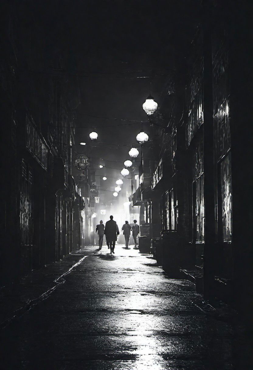 cinematic photo dark photo of a dangerous city street   <lora:Into_Darkness:1>, 35mm cinematic , film, bokeh,  professional, 4k, highly detailed, 35mm photograph, film, bokeh,  professional, 4k, highly detailed